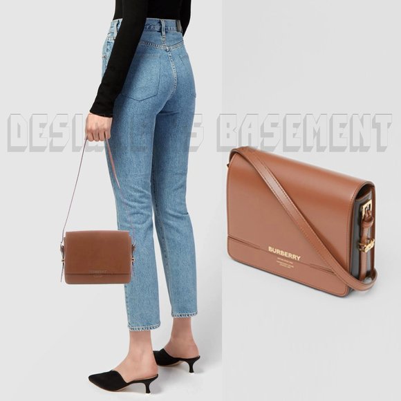 BURBERRY brown & black GRACE calfskin Leather convertible Small shoulder Bag NWT - Picture 14 of 14